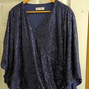 Grace Karin Navy Sequin Top